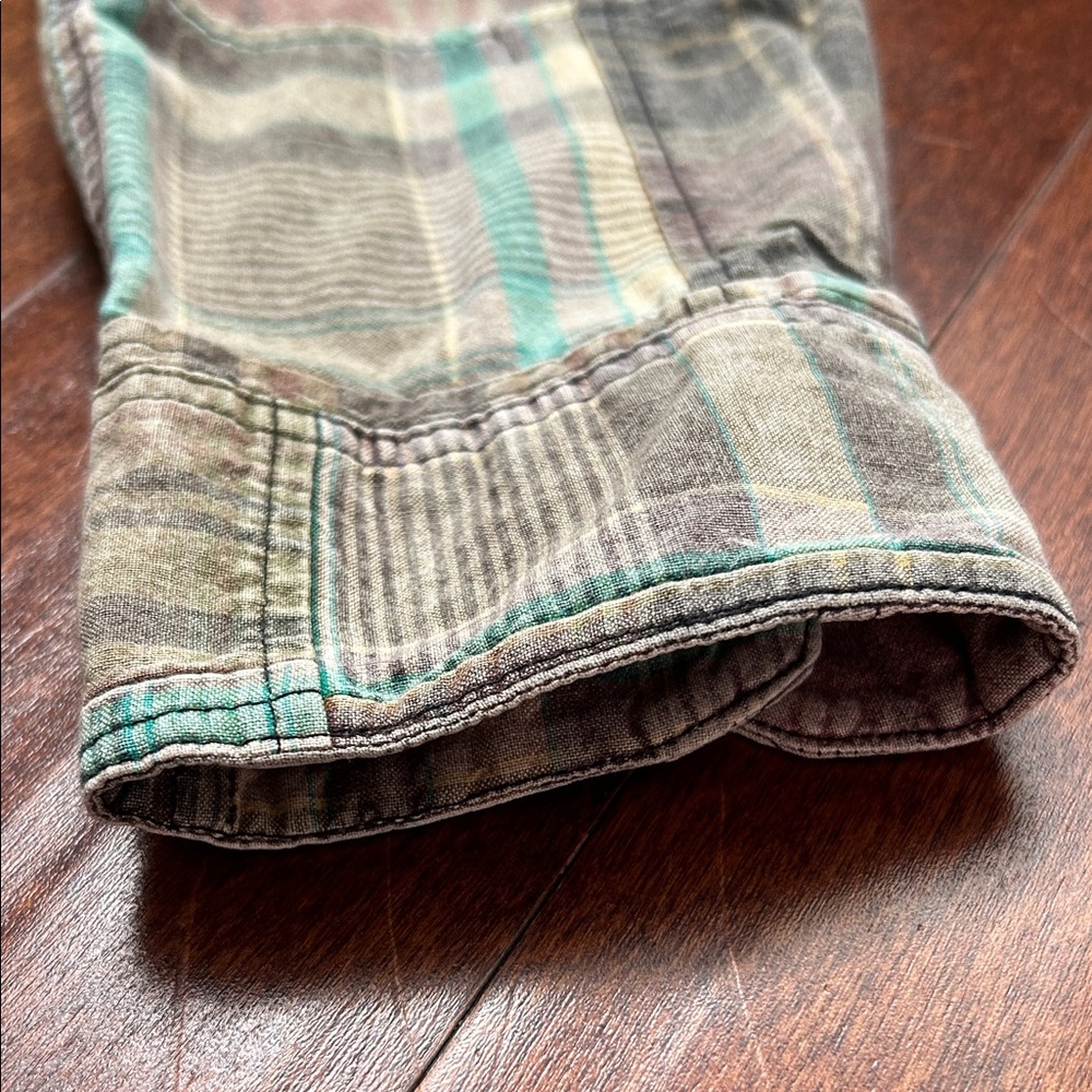 Tailor Vintage Plaid Patchwork Button Down Shirt,… - image 8